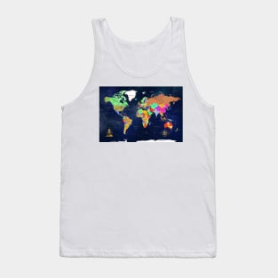 World Map Navy Blue Art Tank Top